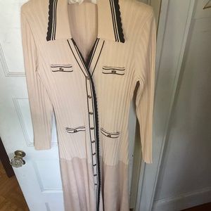 Sandro “Alexandrine” long knitted tank dress - FR 42 - beige/black